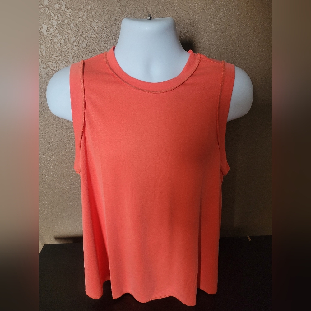 Orange Flowy Sleeveless Tank Top